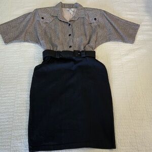 Wild Dress 80’s Vintage Shirt Dress Pencil skirt Capsule Sz 9/10 Dolman